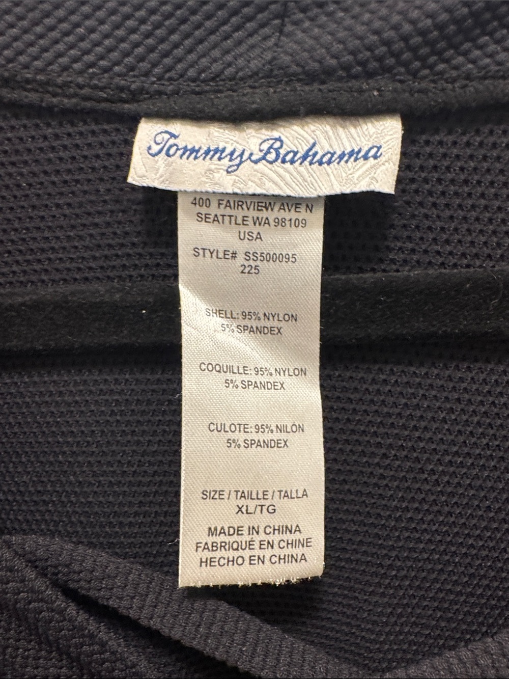 Tommy Bahama Black Textured Polo-Style Top. XL - Picture 2 of 7